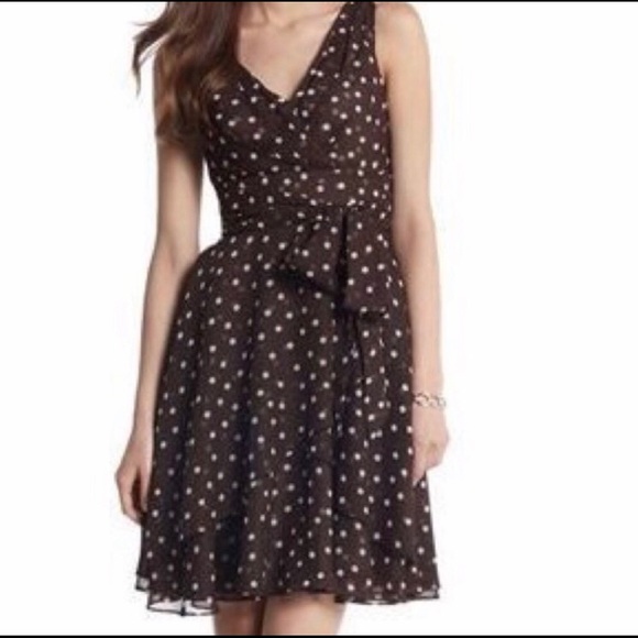 brown and white spotty dress